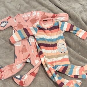 Carter's Pink and Multicolor Animal Print Footies